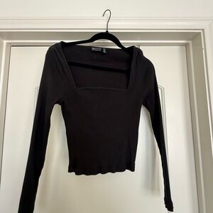 ASOS Black Long Sleeve Ribbed Top